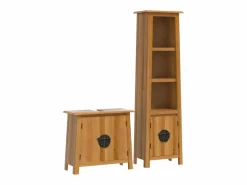 vidaxl Conjunto de muebles de baño 2 piezas madera maciza de pino Marru00f3n