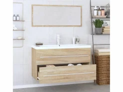 Conjunto de muebles de baño 3 piezas color roble Sonoma^vidaxl Clearance