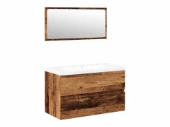 vidaxl Conjunto de muebles de baño de madera antigua madera ingeniería Marru00f3n Online