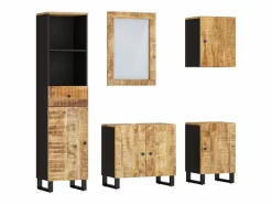 vidaxl Conjunto de muebles de baño 5 piezas madera maciza de mango Marru00f3n Hot