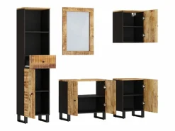 vidaxl Conjunto de muebles de baño 5 piezas madera maciza de mango Marru00f3n Hot