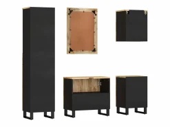vidaxl Conjunto de muebles de baño 5 piezas madera maciza de mango Marru00f3n Hot