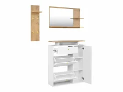 Hauss Spole Armario De Entrada|Conjunto de muebles de entrada de 3 piezas - Espejo, estante y zapatero - y madera