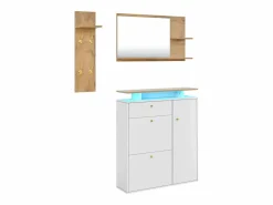 Hauss Spole Armario De Entrada|Conjunto de muebles de entrada de 3 piezas - Espejo, estante y zapatero - y madera