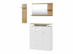 Hauss Spole Armario De Entrada|Conjunto de muebles de entrada de 3 piezas - Espejo, estante y zapatero - y madera