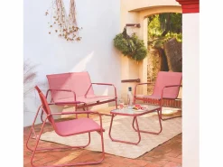 Sweeek Salones De Jardín|Conjunto de muebles de jardín de acero, 4 plazas terracotta