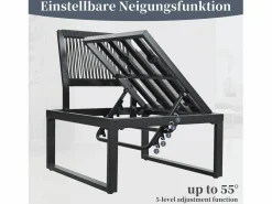 Conjunto de muebles de jardín - 252 x 195 x 76 cm - con sofá reclinable + 2 mesas de centro - Poliéster + metal - + negro^Merax New