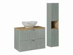 Petits-Meubles Conjunto De Baño|Conjunto de muebles lavabo individual 80cm 2 cajones y columna Jade y Madera