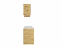 Vente-unique Mueble Para Lavadora|Conjunto de muebles para lavadora, L182 cm, blanco y natural claro, NATAJI
