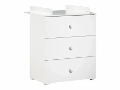 Conjunto de muebles para bebé con cuna 120x60?cm, cómoda con cambiador y armario de 2 puertas Blanco