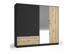 Meublorama Dormitorio Completo|Conjunto de Muebles para Dormitorio Completo MELODY - Armario, Cama con Almacenamiento, Mesitas de Noche y Cómoda
