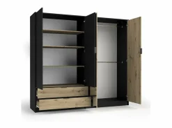 Meublorama Dormitorio Completo|Conjunto de Muebles para Dormitorio Completo MELODY - Armario, Cama con Almacenamiento, Mesitas de Noche y Cómoda