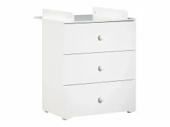 Conjunto de muebles para bebé con cuna 120x60?cm y cómoda con cambiador Blanco Online