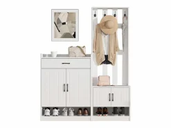 Conjunto de recibidor - 140,6 x 32 x 180 cm - Armario de recibidor + zapatero - Aglomerado -^Merax Discount