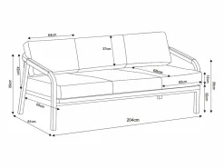 MYLIA Conjunto de salón de jardín en aluminio y cuerda: sofá de 3 plazas, 2 sillones y una mesa de centro - Blanco con cojines beige - LUREYA de Beige / Blanco Outlet