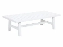 MYLIA Conjunto de salón de jardín en aluminio y cuerda: sofá de 3 plazas, 2 sillones y una mesa de centro - Blanco con cojines beige - LUREYA de Beige / Blanco Outlet