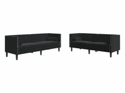 Conjunto Sofás|Conjunto de sofá Chesterfield y cojines de terciopelo (2 piezas)