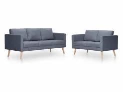 Conjunto Sofás|Conjunto de sofá de 2 y 3 plazas en tela oscuro