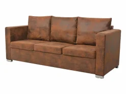 Clicnbuy Conjunto Sofás|Conjunto de sofás de 2 piezas de piel artificial de ante