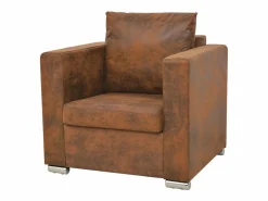 Clicnbuy Conjunto Sofás|Conjunto de sofás de 2 piezas de piel artificial de ante