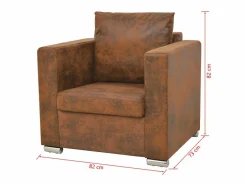 Clicnbuy Conjunto Sofás|Conjunto de sofás de 2 piezas de piel artificial de ante