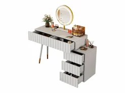 Merax Conjunto de tocador - 135 x 40 x 127 cm - Con espejo LED + 5 cajones - Para dormitorio - MDF - (sin taburete) Blanco