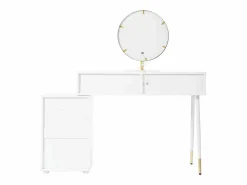 Merax Conjunto de tocador - 135 x 40 x 127 cm - Con espejo LED + 5 cajones - Para dormitorio - MDF - (sin taburete) Blanco