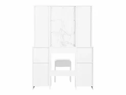 Merax Tocador|Conjunto de tocador - 110 x 40 x 151 cm - Tocador con luces LED + espejo + taburete + 3 cajones + 2 puertas - Aglomerado -