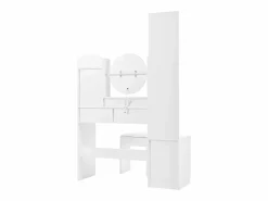 Conjunto de tocador 4 en 1 - 109 x 36 x 164 cm - Con espejo de cuerpo entero + espejo de sobremesa + taburete + luces LED + 4 cajones - Aglomerado -^Merax Online