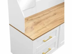 Conjunto de vestidor de entrada 120x40x187 cm - Espejo y ganchos - con LED - Mueble para zapatos - + Natural^ModernLuxe Clearance