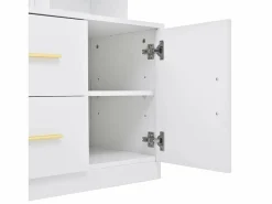 ModernLuxe Conjunto de vestidor de entrada 90x40x180cm - con mueble para zapatos y espejo - 2 cajones y 2 puertas - con estantes - Blanco