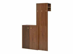 Conjunto de vestidor de entrada moderno - Zapatero + Perchero - Con barra y ganchos - MDF - Color nogal​ (Requiere taladro)^ModernLuxe New
