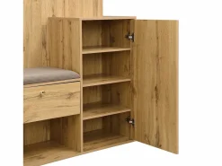 ModernLuxe Conjunto de vestidor de entrada 115x37x185 cm - con espejo y ganchos - con asiento acolchado - Paraguero - Natural Color natural claro New