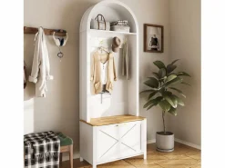 ModernLuxe Conjunto de vestidor de entrada 75x35x195 cm - con mueble para zapatos y ganchos - con estantes - Blanco Clearance