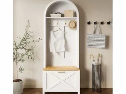 ModernLuxe Conjunto de vestidor de entrada 75x35x195 cm - con mueble para zapatos y ganchos - con estantes - Blanco Clearance