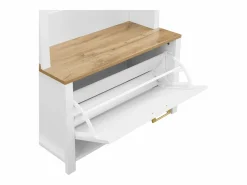 ModernLuxe Conjunto de vestidor de entrada 75x35x195 cm - con mueble para zapatos y ganchos - con estantes - Blanco Clearance
