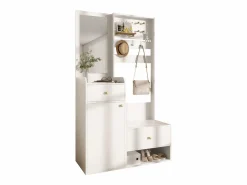 Conjunto de vestidor de entrada 105x38x180 cm - con espejo - con ganchos ajustables - 2 cajones y 1 puerta -^ModernLuxe Online