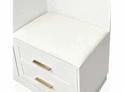 ModernLuxe Conjunto de vestidor de entrada 110x33x185,5 cm - 3 puertas y 1 cajón - Mueble para zapatos y banco para calzado - con espejo - Blanco Discount