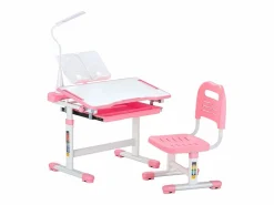 Conjunto Escritorio y Silla para Niños SucceBuy, Altura Ajustable con Lámpara,^