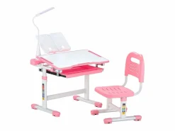 Conjunto Escritorio y Silla para Niños SucceBuy, Altura Ajustable con Lámpara,^