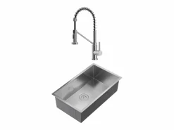 Conjunto fregadero 76x45 cm SOELA + grifo con ducha ROFLEX de acero inoxidable^Vente-unique Best
