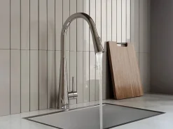 Vente-unique Fregadero|Conjunto fregadero 55x45 cm SOELA + grifo con ducha RONA de acero inoxidable