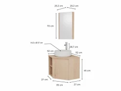 Conjunto De Baño|Conjunto mueble bajo lavabo de esquina + lavabo + grifo + armario de baño de esquina SORRENTO