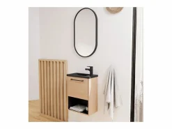 Conjunto mueble lavamanos + grifo NIKA Marru00f3n Clearance