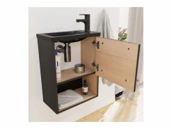 Conjunto mueble lavamanos + grifo NIKA Negro Sale