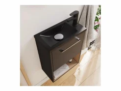Conjunto mueble lavamanos + grifo NIKA Negro Sale