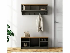 Vajilla|Vajilla|Conjunto muebles recibidor: banco zapatero y perchero de pared de madera Parson -