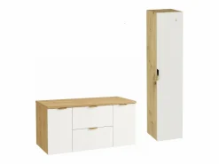 Conjunto De Baño|Conjunto para baño 120 cm Armario con encimera Columna Roble Artisan / Orio
