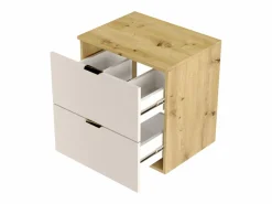 Conjunto para baño 80 cm Armario con encimera y estantería Roble Artisan / Cachemira Orio Beige New