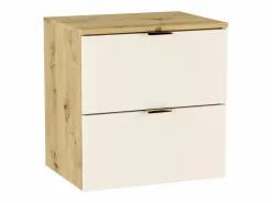 Conjunto para baño 80 cm Armario con encimera y estantería Roble Artisan / Cachemira Orio Beige New